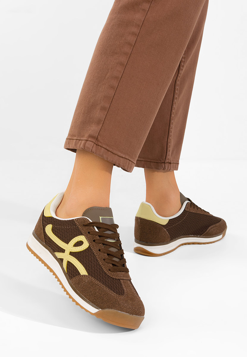 Brązowe sneakersy damskie Ferrelia