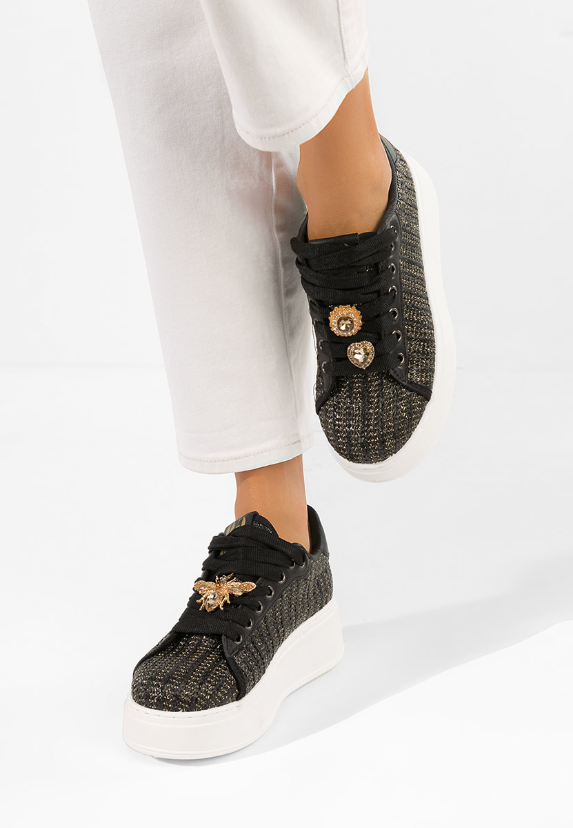 Czarne sneakersy na platformie Havania
