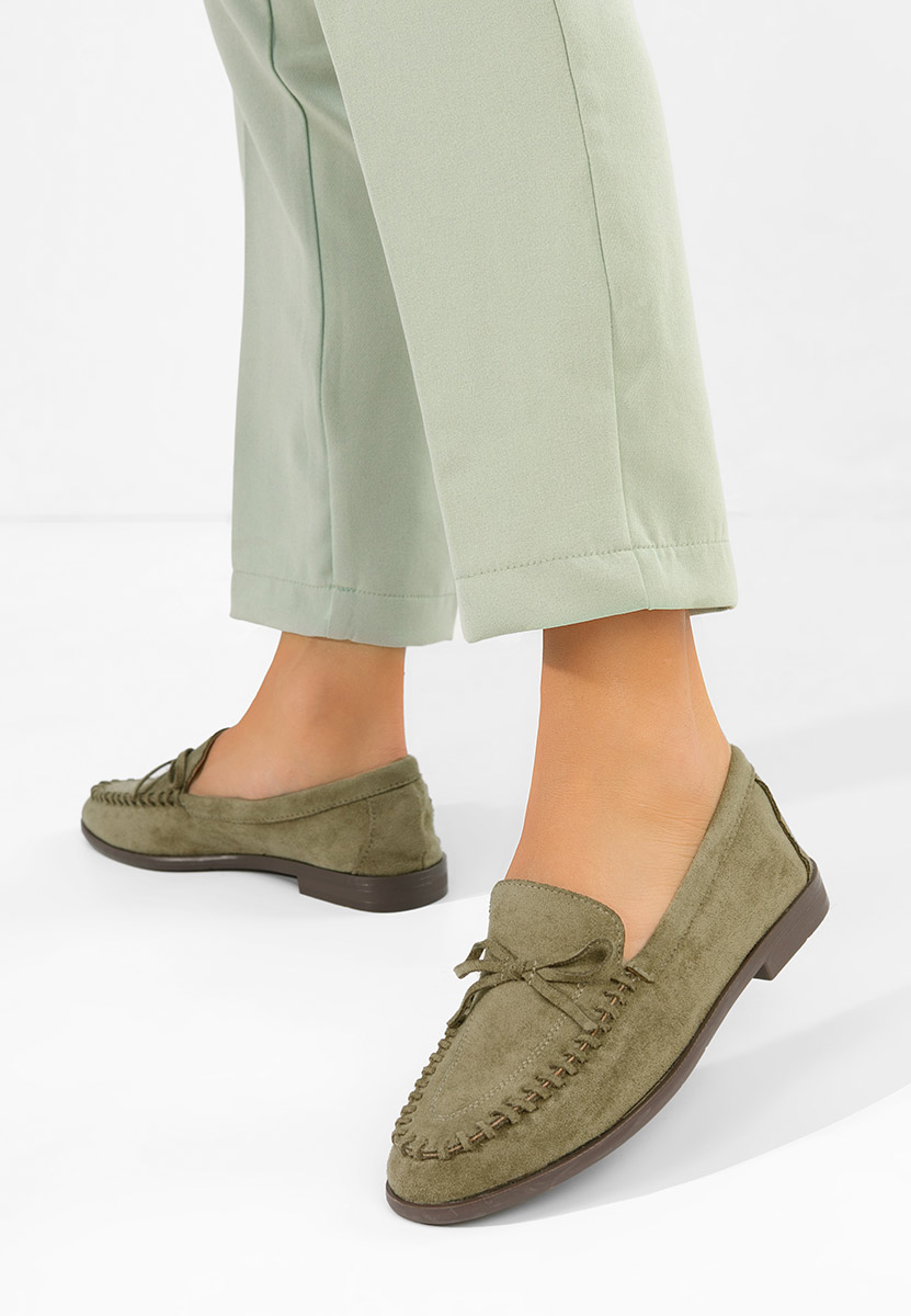 Zielone loafers damskie Senolia