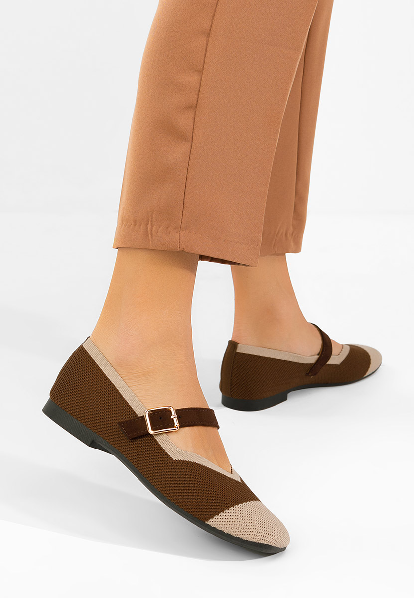 Brązowe baleriny z paskiem Casanda