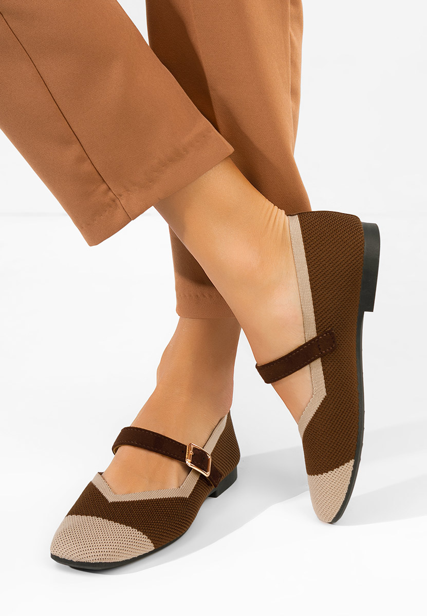 Brązowe baleriny z paskiem Casanda
