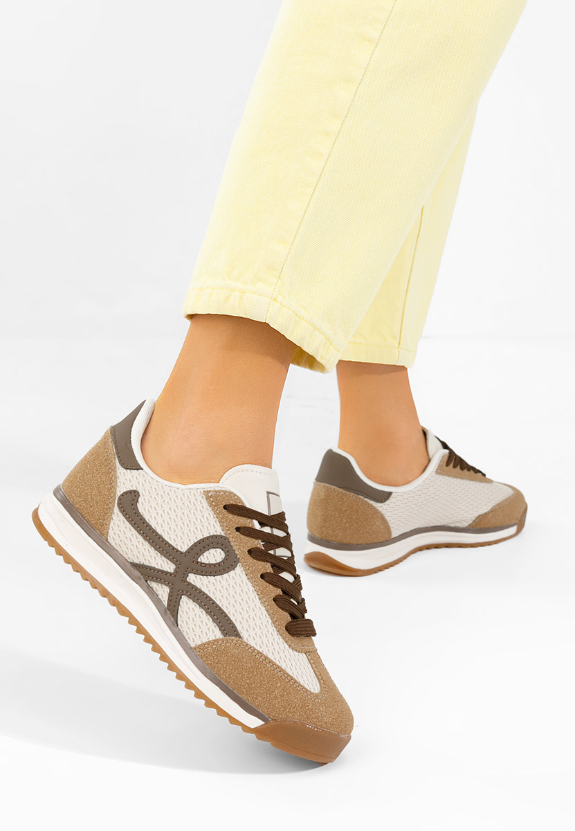 Khaki sneakersy damskie Ferrelia