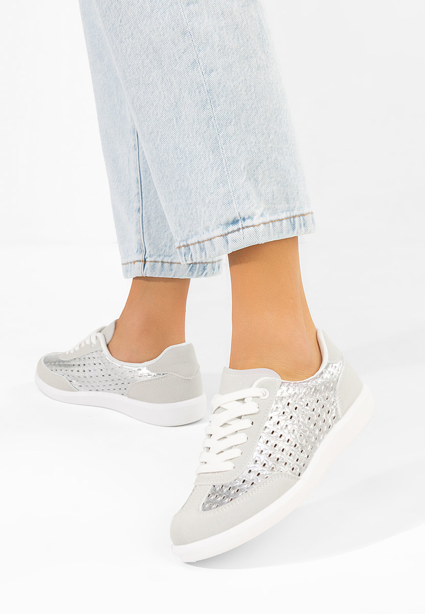 Srebrne sneakersy damskie Heliana