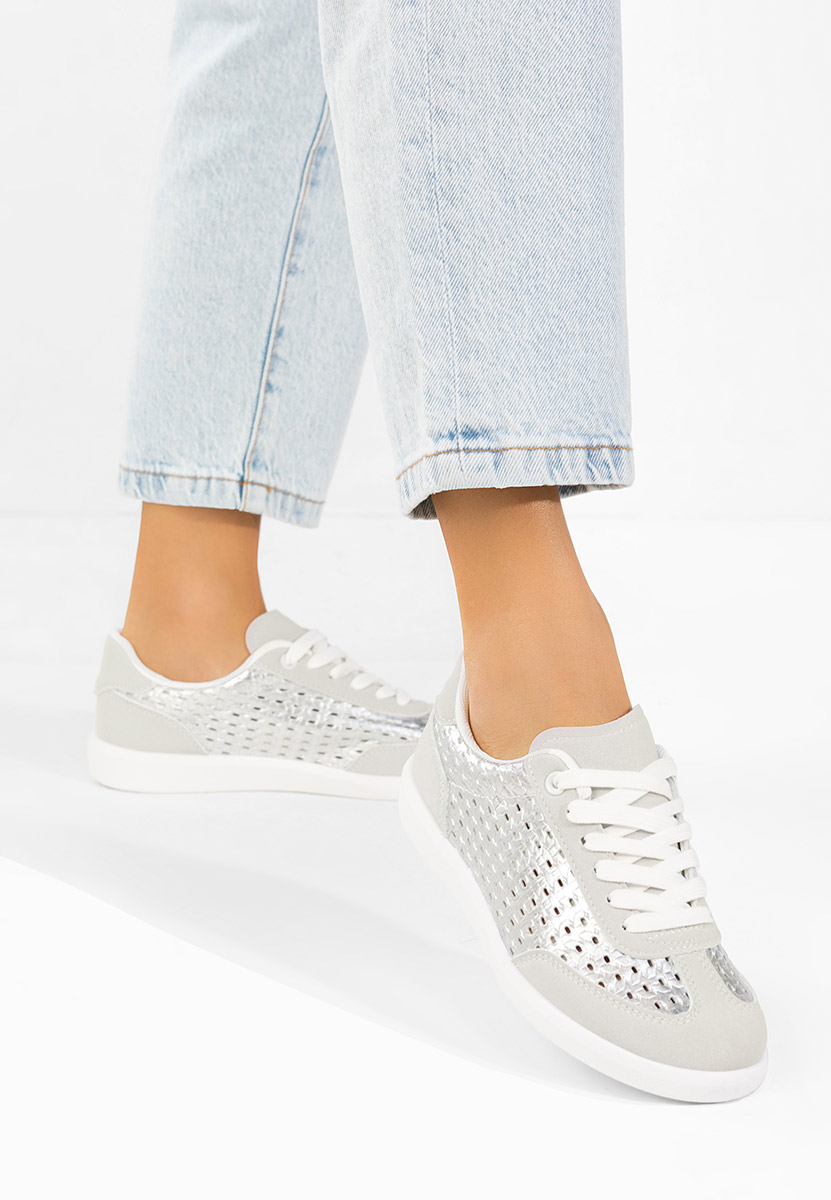 Srebrne sneakersy damskie Heliana
