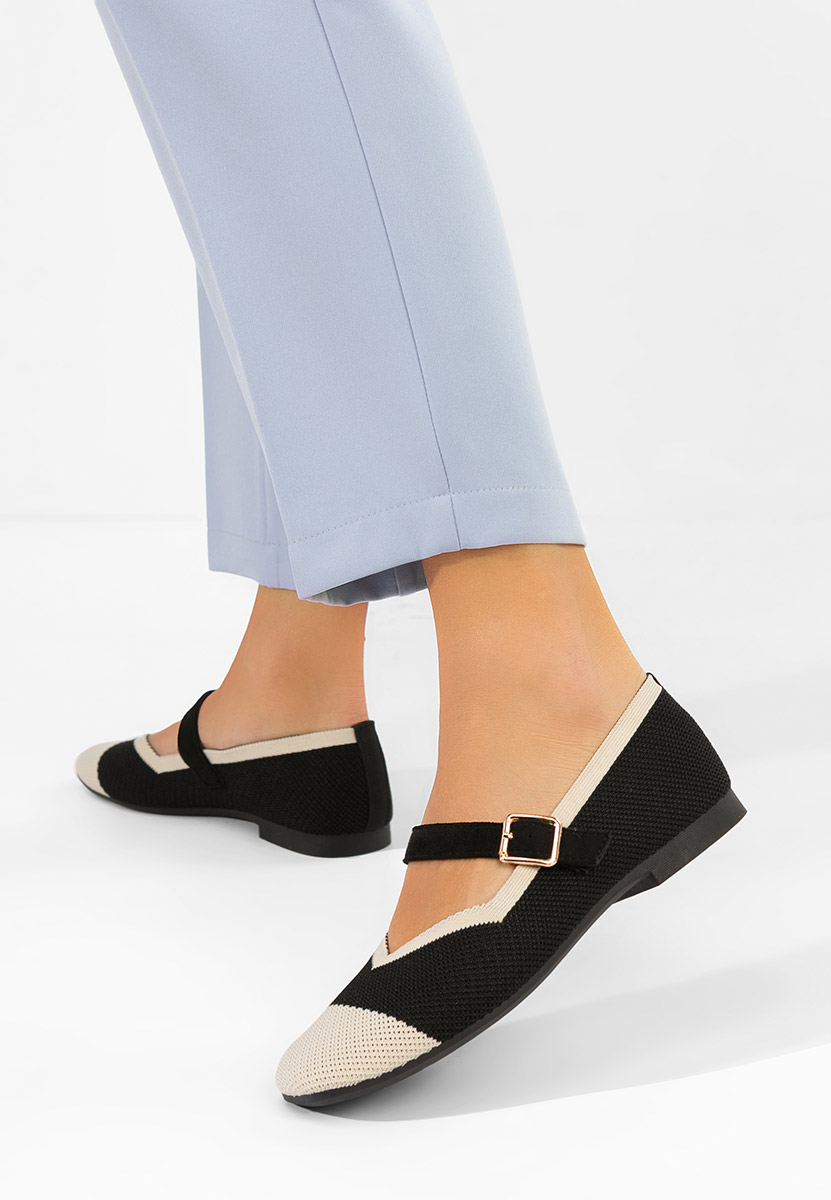 Czarne baleriny z paskiem Casanda