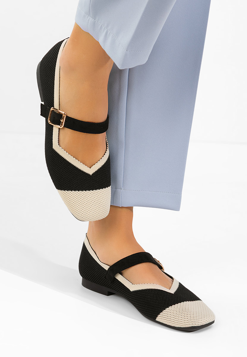 Czarne baleriny z paskiem Casanda