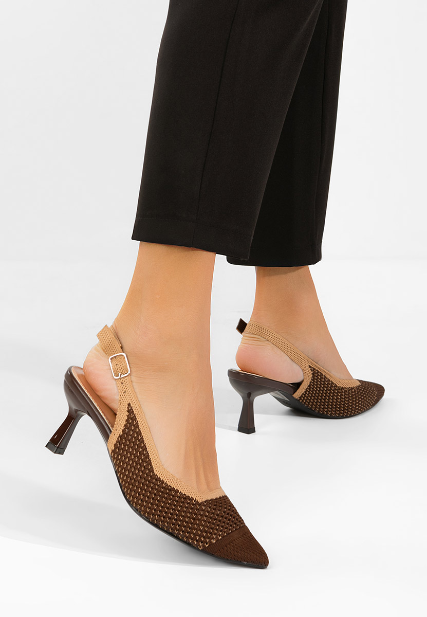 Brązowe czółenka bez pięt Rabiella