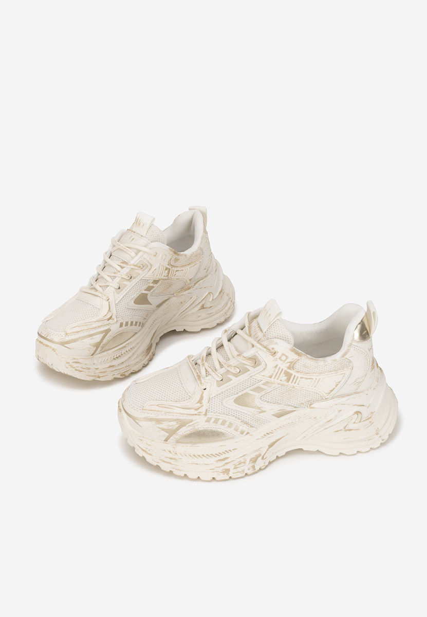 Beżowe sneakersy na koturnie Kellee