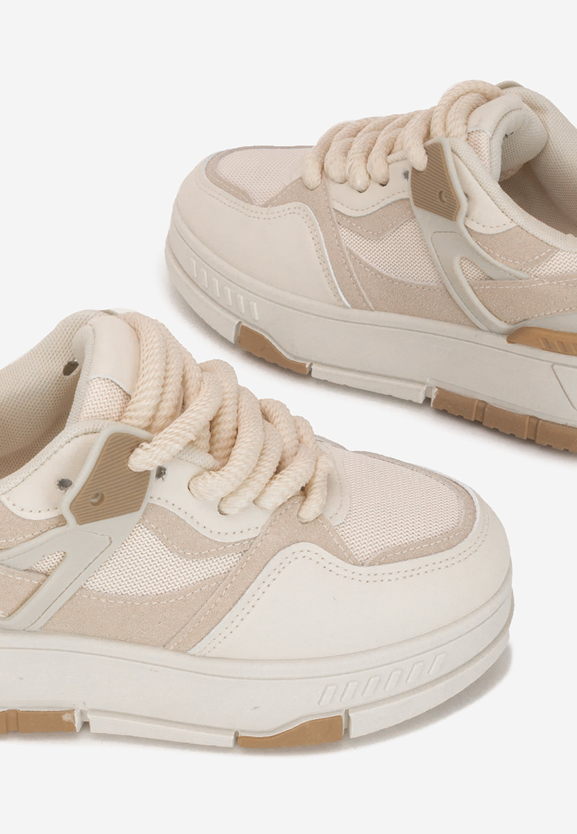Beżowe sneakersy na platformie Rosallia