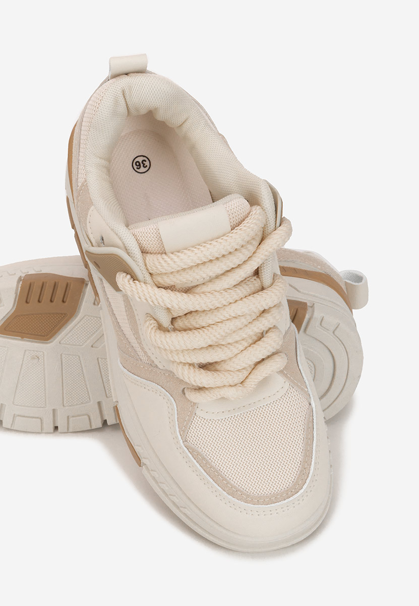 Beżowe sneakersy na platformie Rosallia