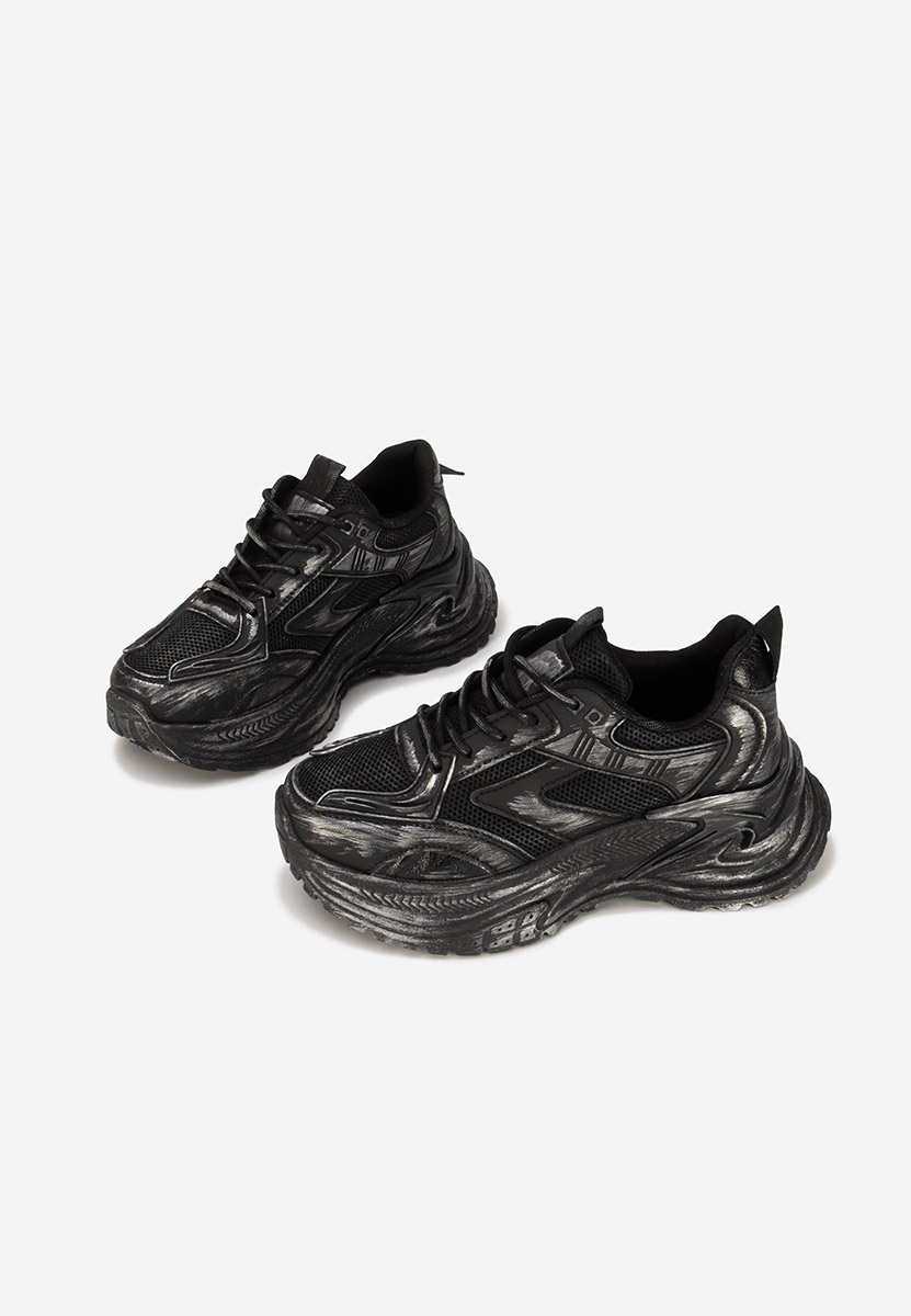 Czarne sneakersy na koturnie Kellee