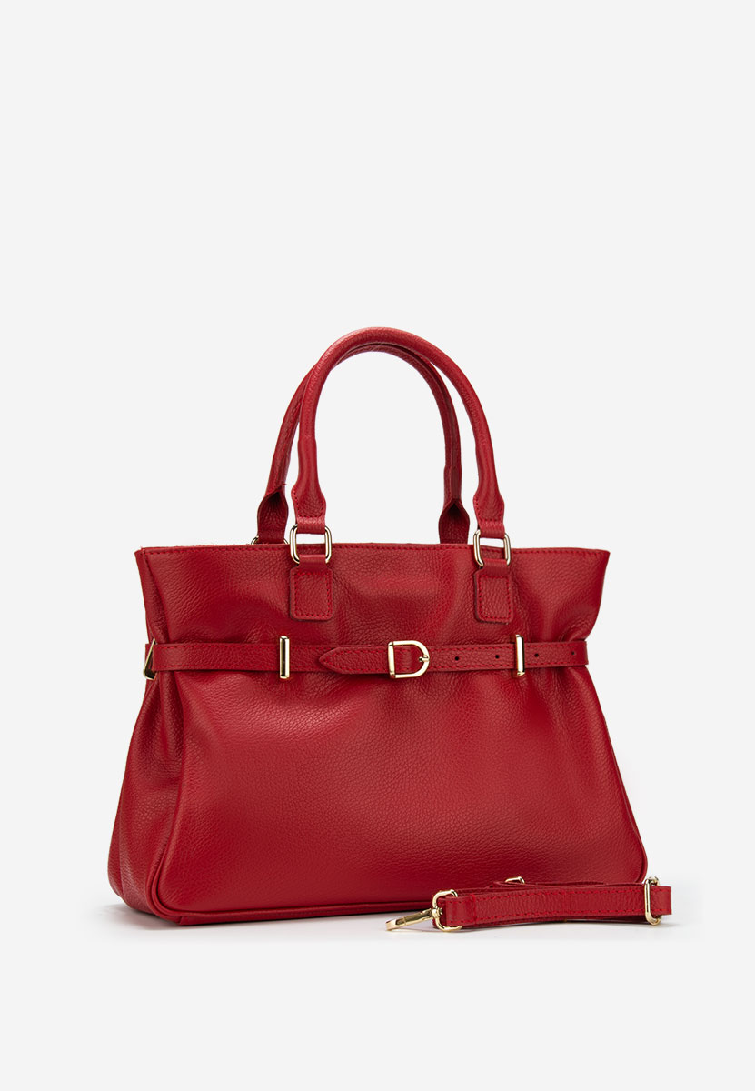 Czerwone torebka ze skóry naturalnej Ruxandra