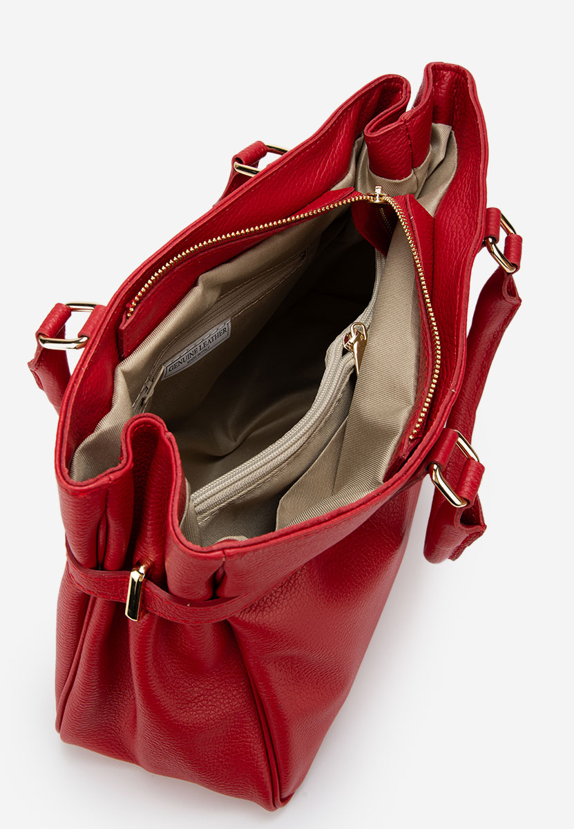 Czerwone torebka ze skóry naturalnej Ruxandra