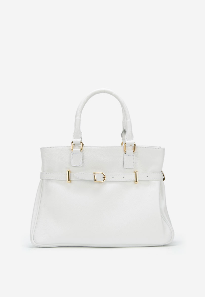 Białe torebka ze skóry naturalnej Ruxandra