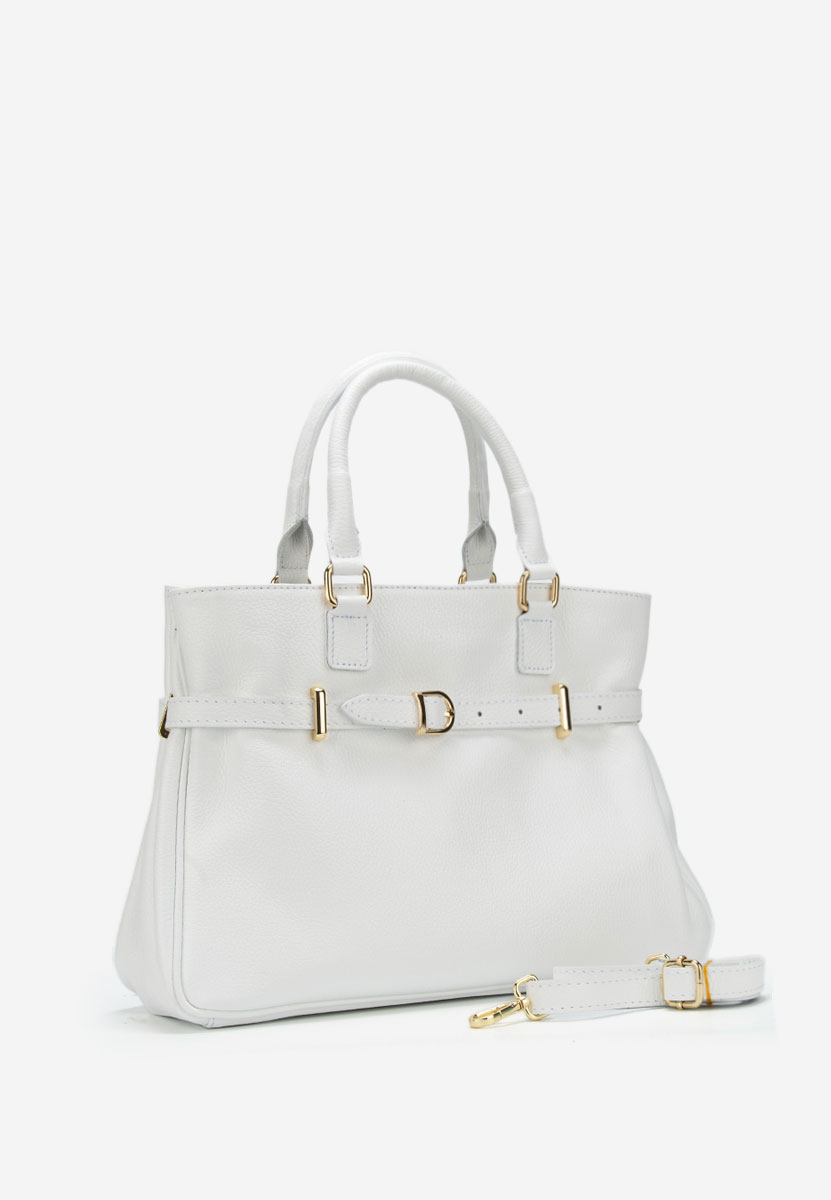 Białe torebka ze skóry naturalnej Ruxandra