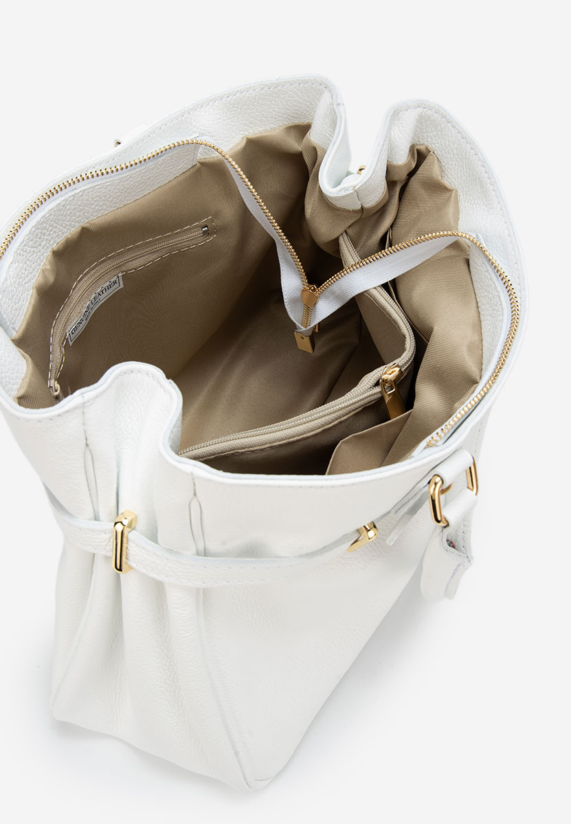 Białe torebka ze skóry naturalnej Ruxandra