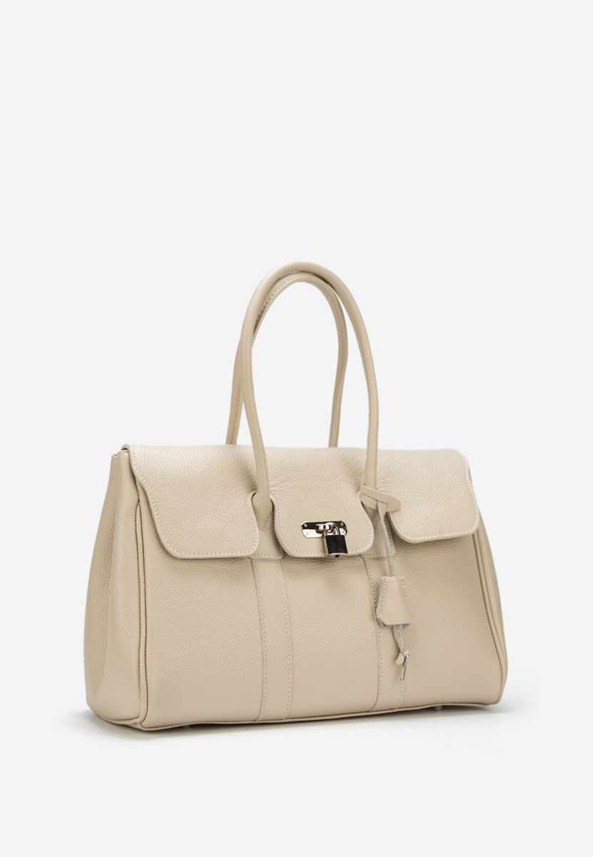 Beżowe torebka ze skóry naturalnej Rozya