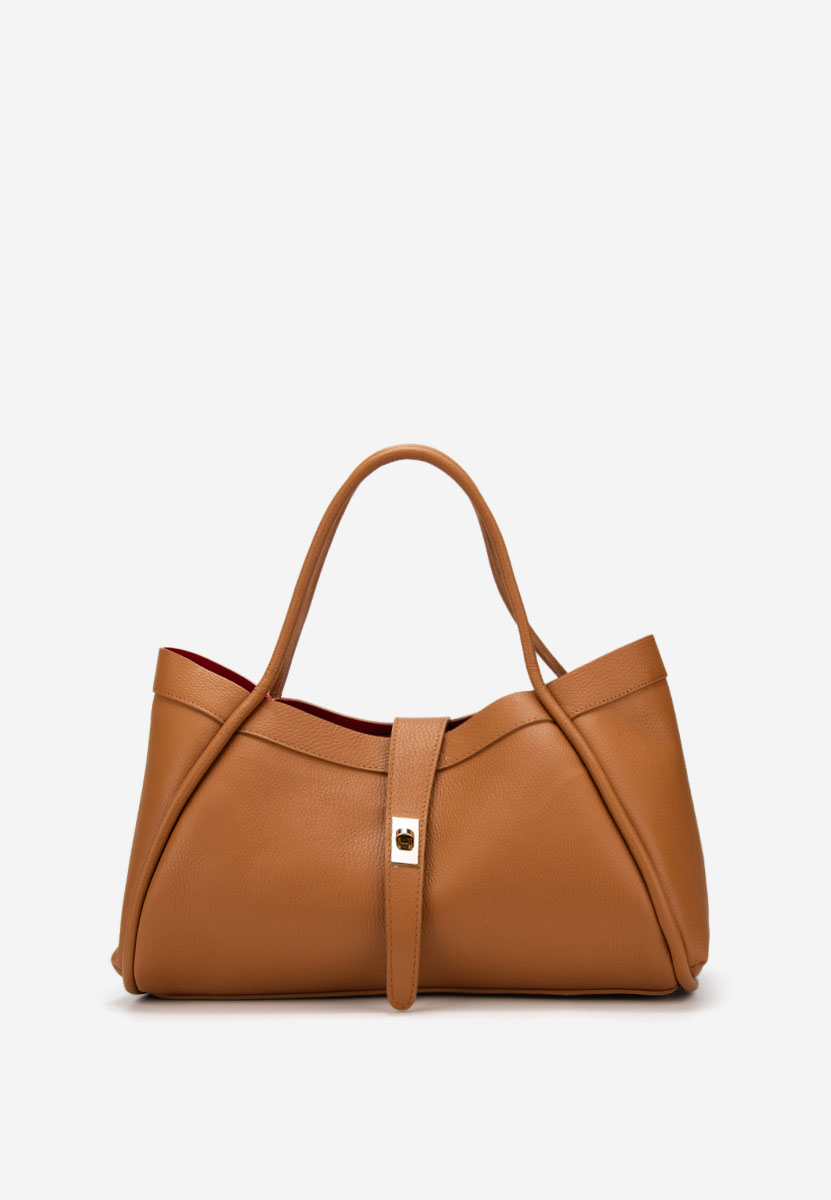 Camelowe torebka ze skóry naturalnej Oniana