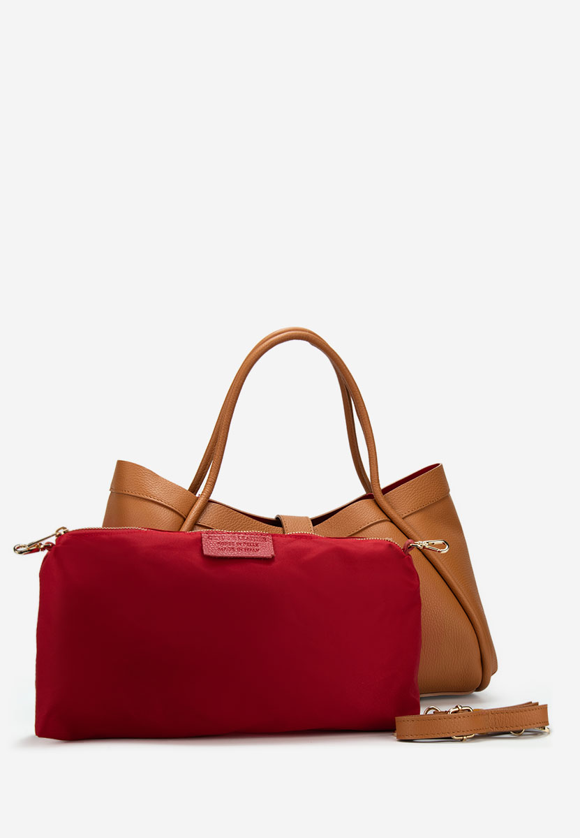 Camelowe torebka ze skóry naturalnej Oniana