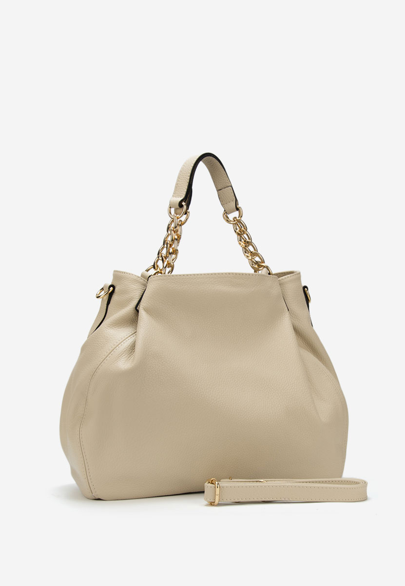 Beżowe torebka ze skóry naturalnej Kiaya