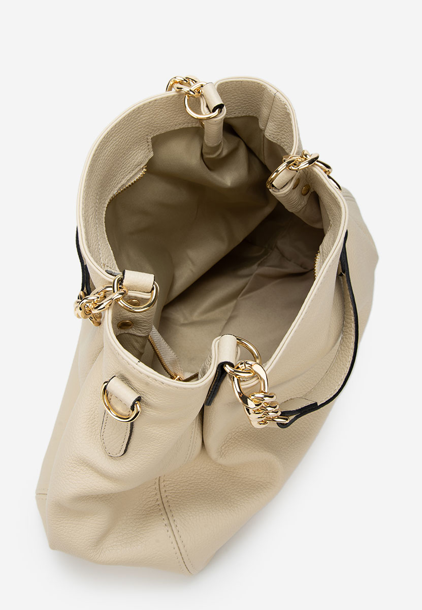 Beżowe torebka ze skóry naturalnej Kiaya