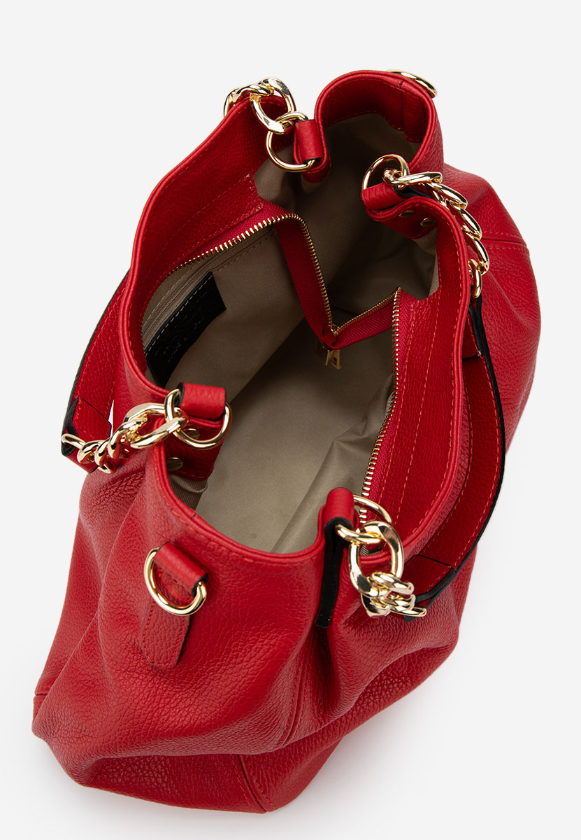 Czerwone torebka ze skóry naturalnej Kiaya