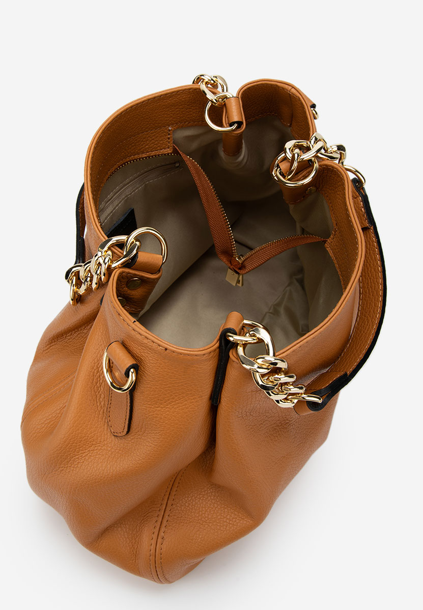 Camelowe torebka ze skóry naturalnej Kiaya