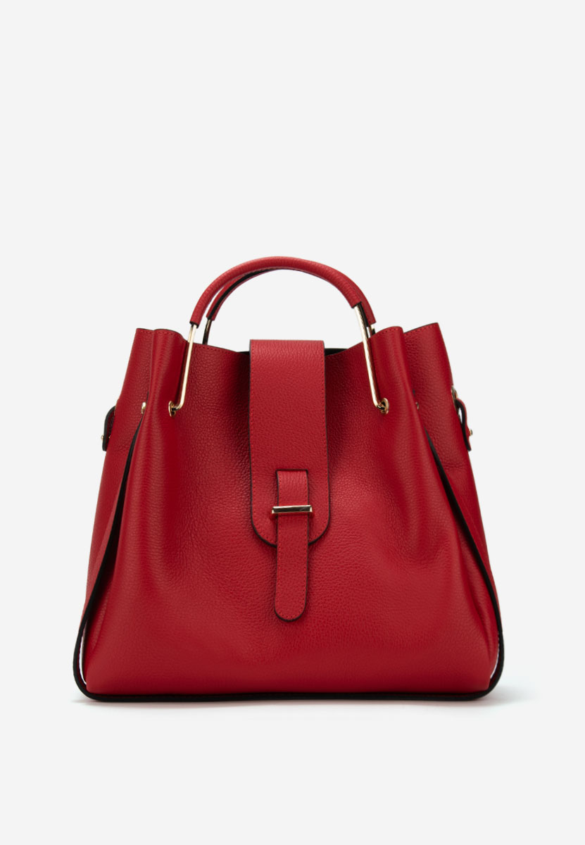 Czerwone torebka ze skóry naturalnej Acassia