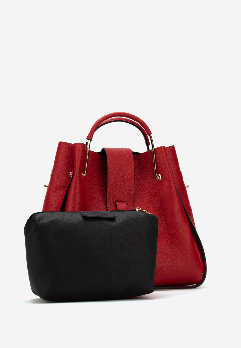 Czerwone torebka ze skóry naturalnej Acassia