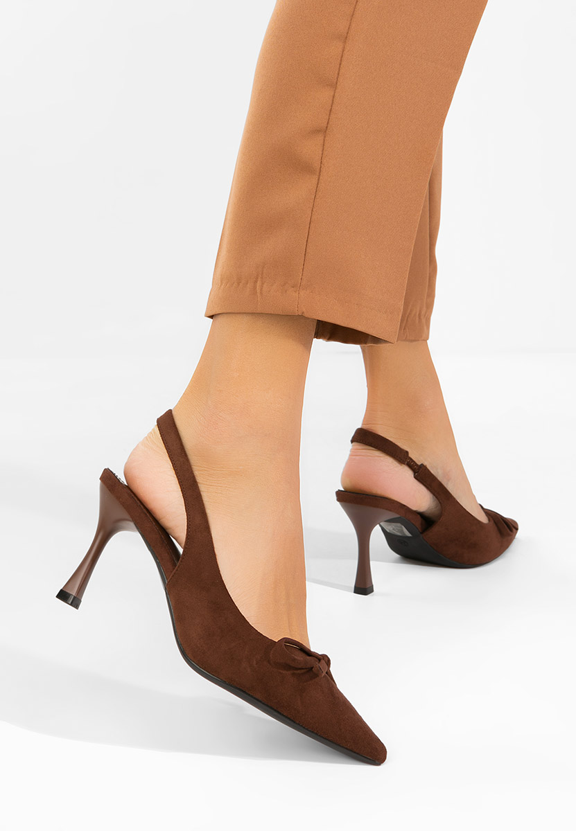 Brązowe czółenka bez pięt Kamela