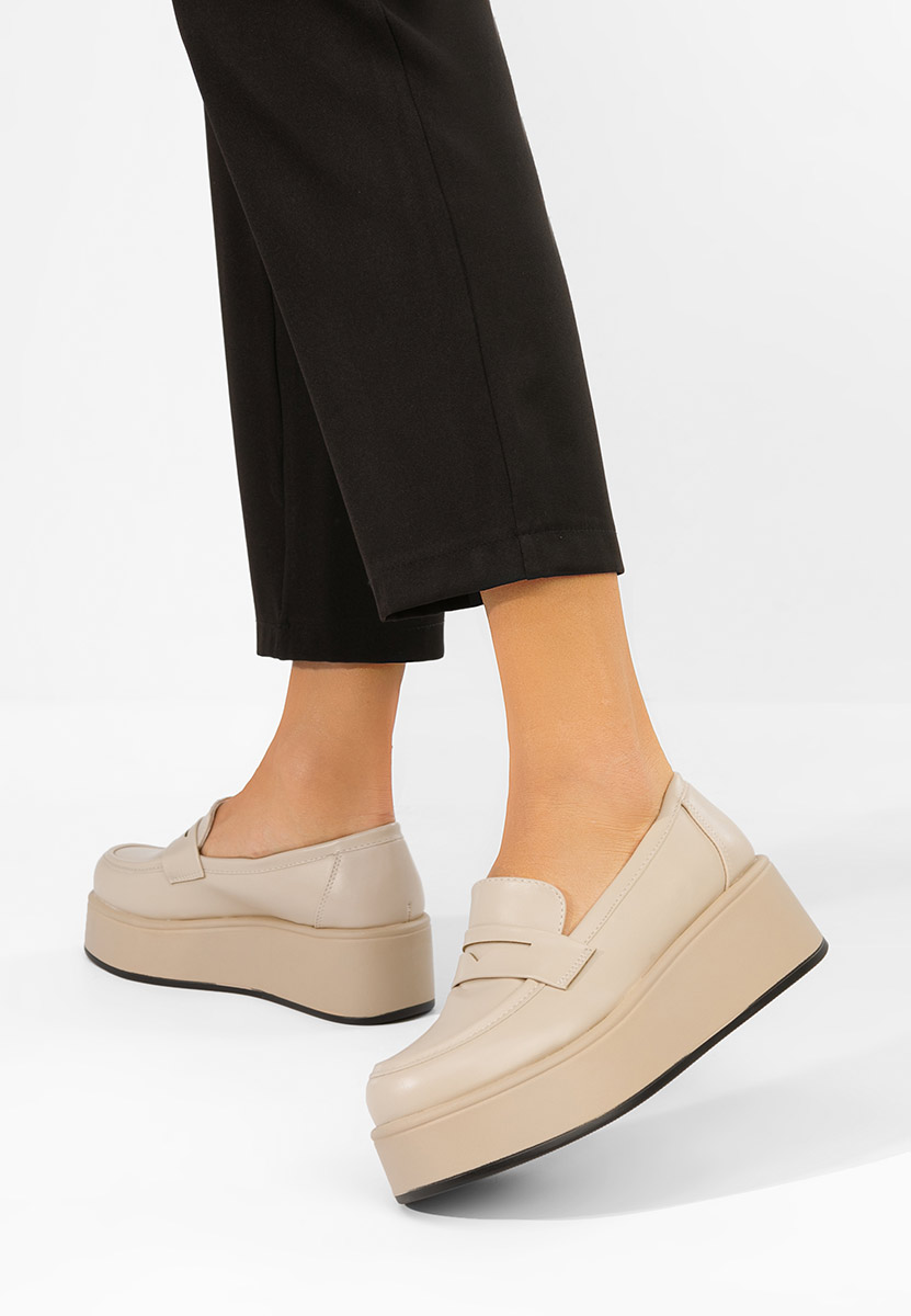 Beżowe mokasyny na platformie Minky