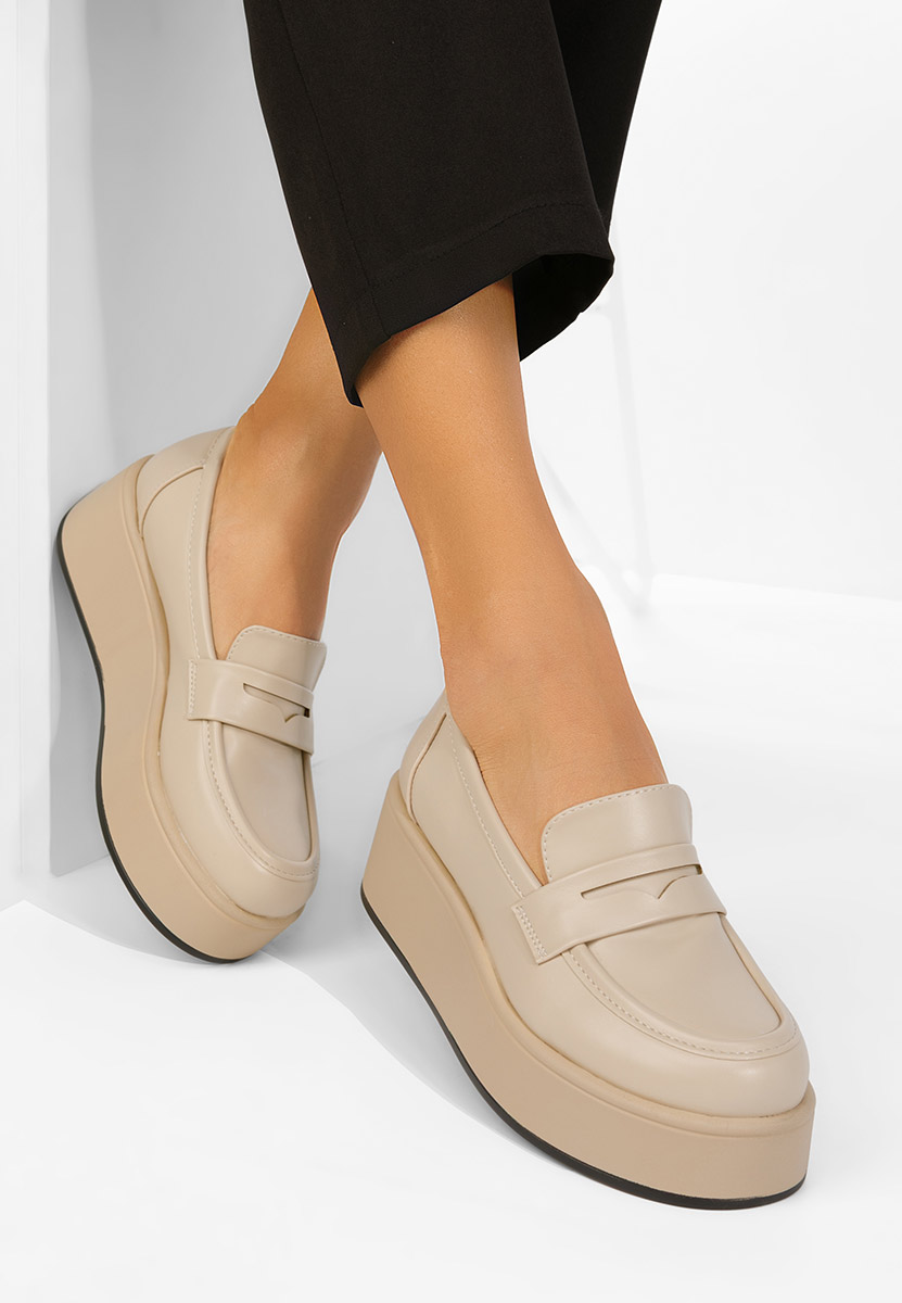 Beżowe mokasyny na platformie Minky
