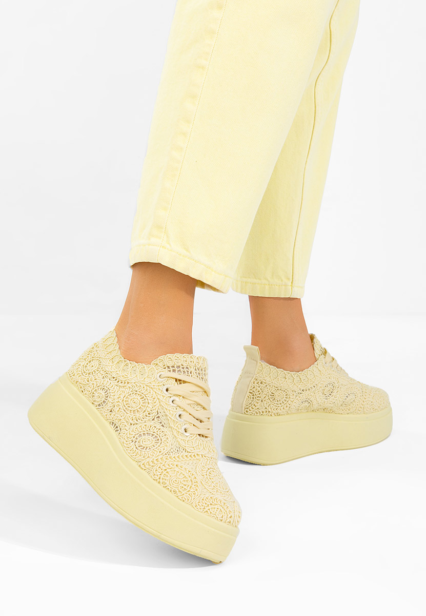 Żółte sneakersy na platformie Anneira
