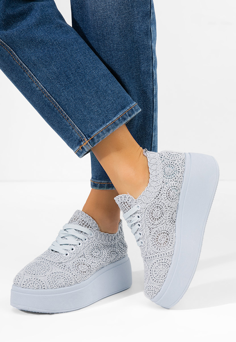 Niebieskie sneakersy na platformie Anneira
