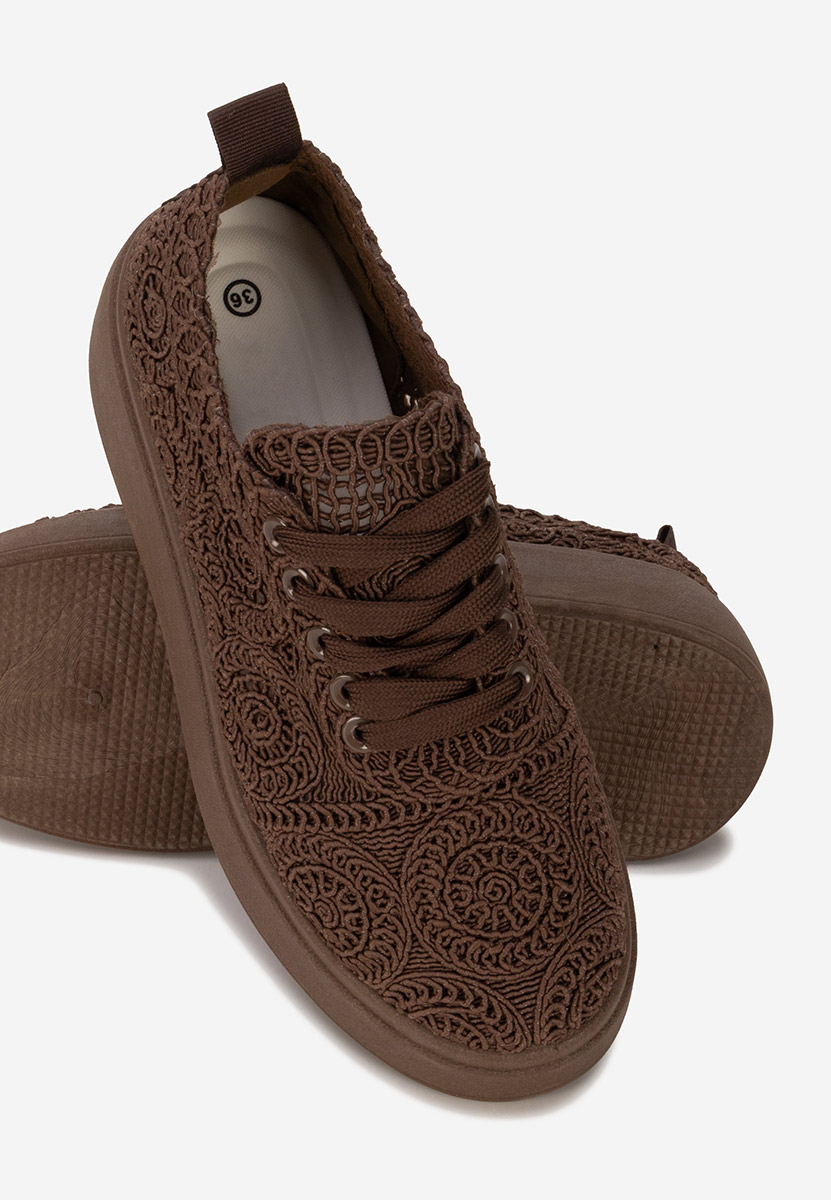 Brązowe sneakersy na platformie Anneira