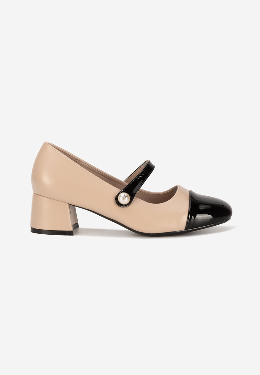 Beżowe czółenka na słupku Blety