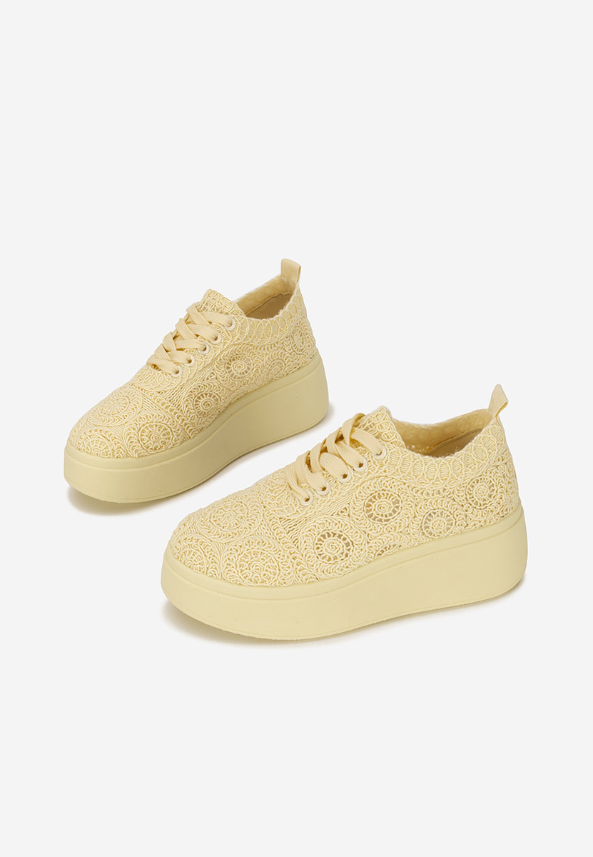 Żółte sneakersy na platformie Anneira