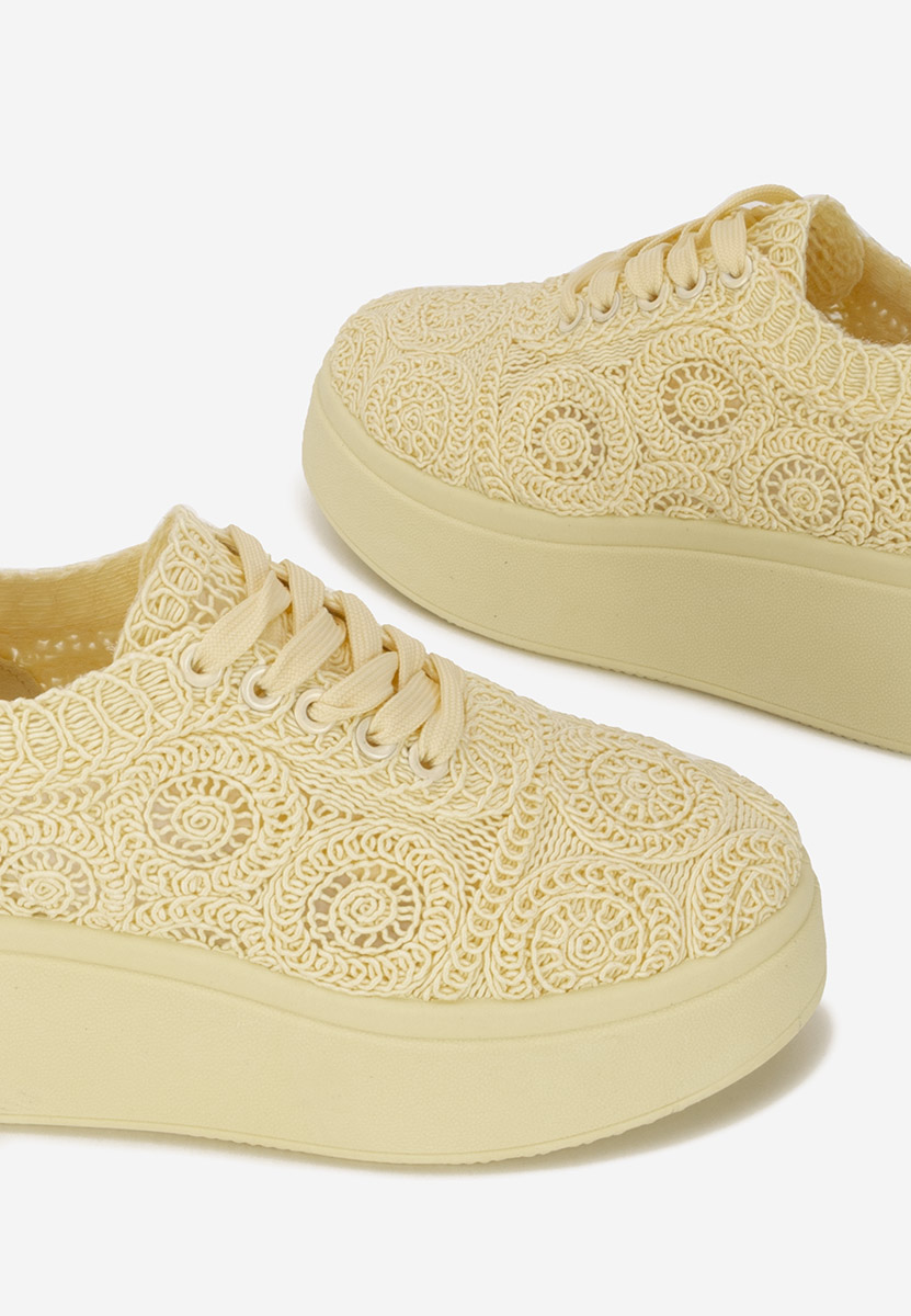Żółte sneakersy na platformie Anneira