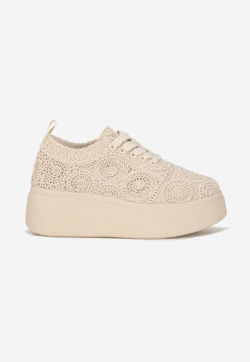 Beżowe sneakersy na platformie Anneira