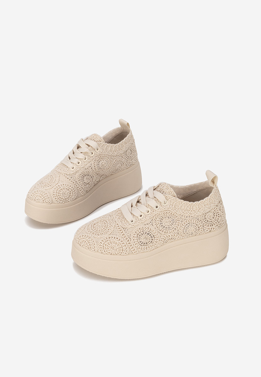 Beżowe sneakersy na platformie Anneira