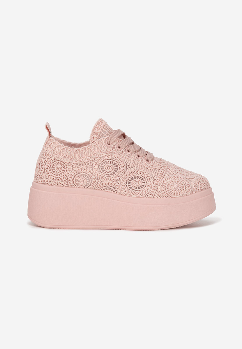 Różowe sneakersy na platformie Anneira