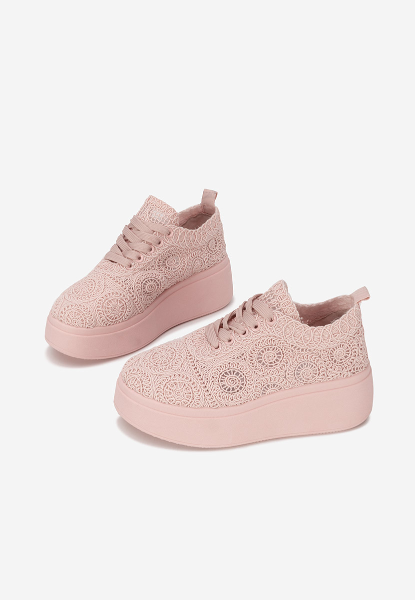 Różowe sneakersy na platformie Anneira