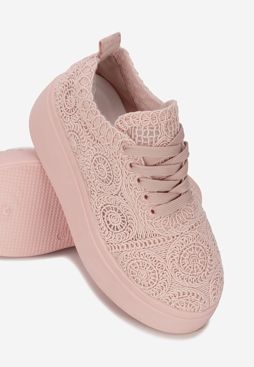 Różowe sneakersy na platformie Anneira