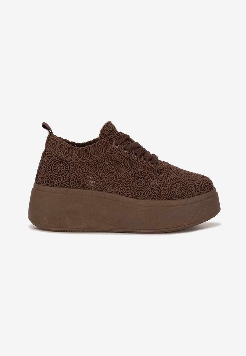 Brązowe sneakersy na platformie Anneira