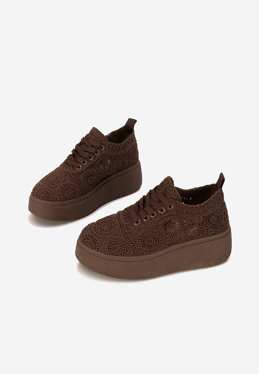Brązowe sneakersy na platformie Anneira