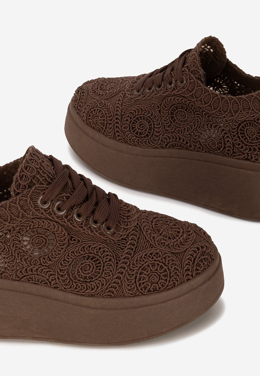 Brązowe sneakersy na platformie Anneira