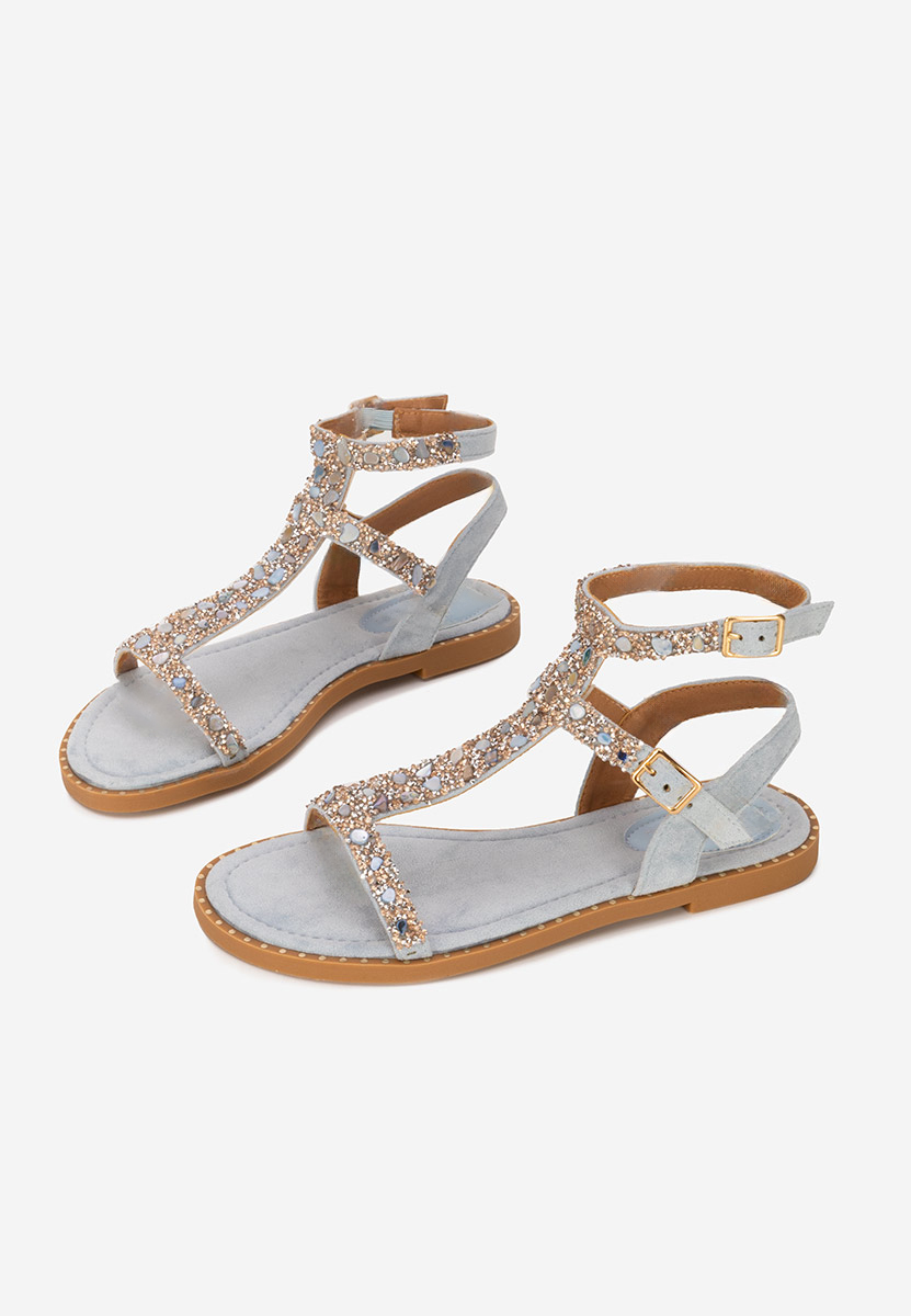 Niebieskie sandały damskie płaskie Medinia