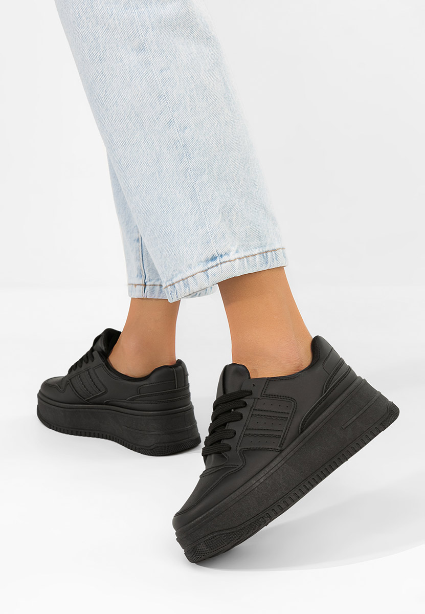 Czarne sneakersy na platformie Liorna