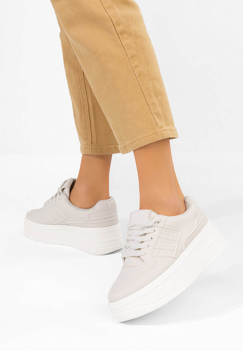 Beżowe sneakersy na platformie Liorna