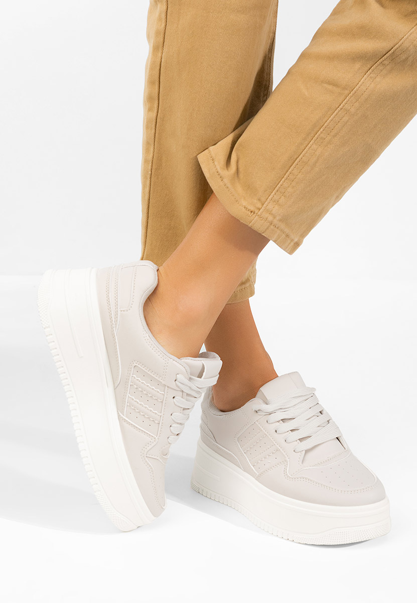 Beżowe sneakersy na platformie Liorna